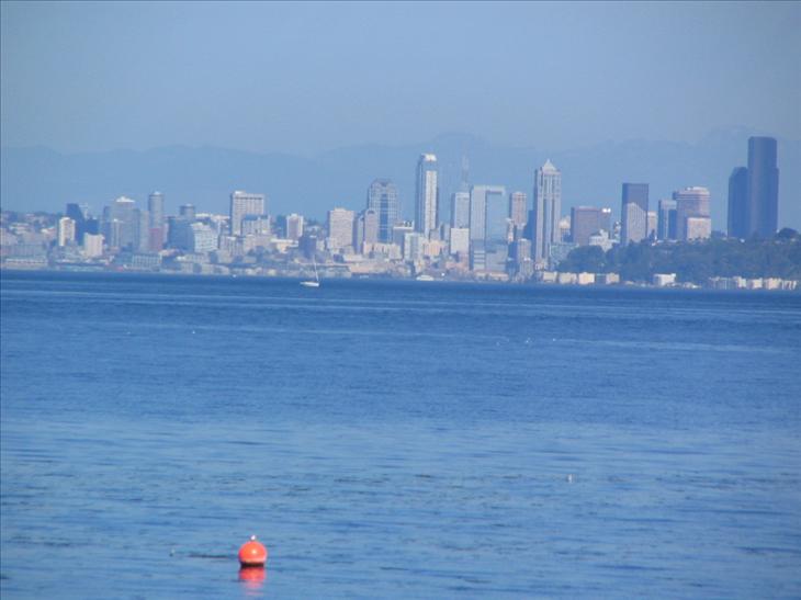 This is the Seattle skyline as seen from Blake Island with a 10 X zoom lens.
